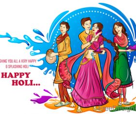 Happy holi festival design vectors material 06