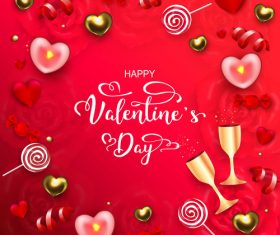 Happy valentines day red background vectors