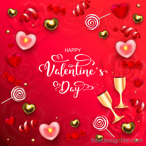 Happy valentines day red background vectors