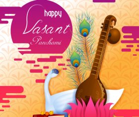 Happy vasant panchami festival design vector 01