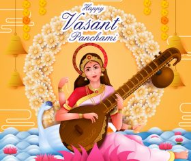Happy vasant panchami festival design vector 02