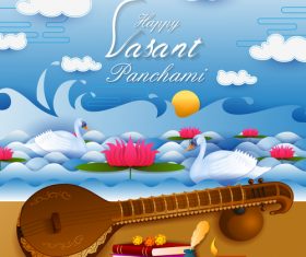 Happy vasant panchami festival design vector 04