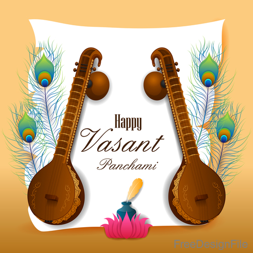 Happy vasant panchami festival design vector 05