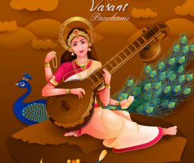 Happy vasant panchami festival design vector 06