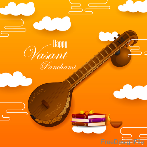 Happy vasant panchami festival design vector 07