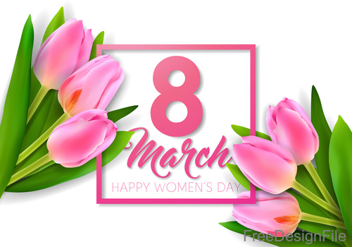 Happy women day background with lily flower vector