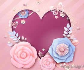 Heart shape with romantic valentine flower vector