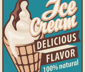 Ice cream discount poster vector 01