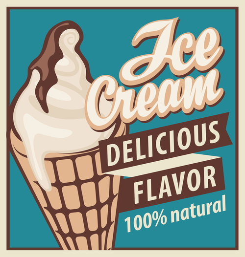 Ice cream discount poster vector 01