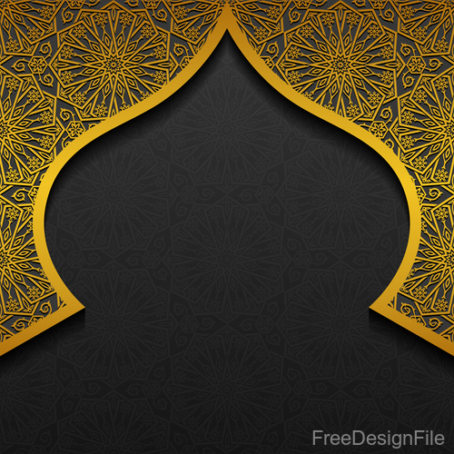 Islam golden decor background vectors set 01