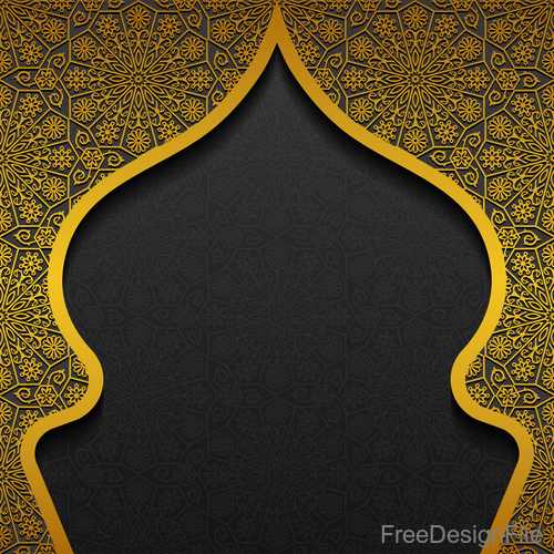 Islam golden decor background vectors set 02