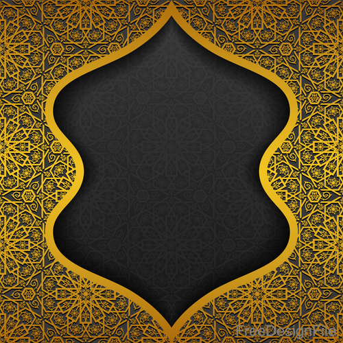 Islam golden decor background vectors set 04