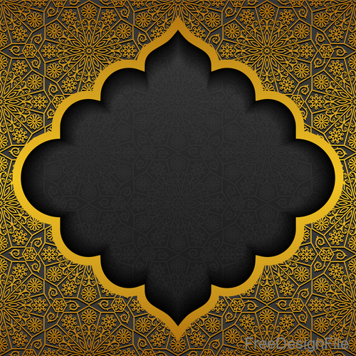 Islam golden decor background vectors set 05