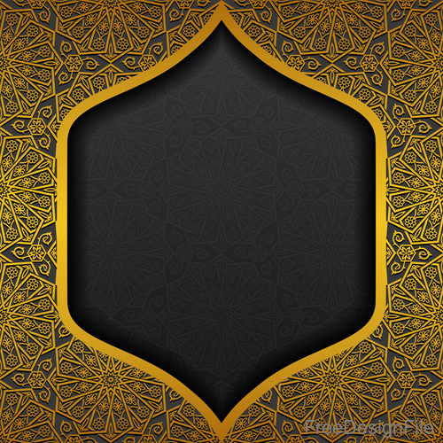Islam golden decor background vectors set 06