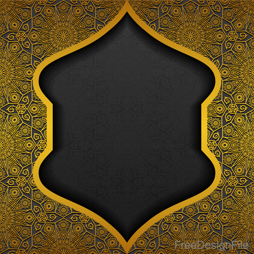 Islam golden decor background vectors set 07