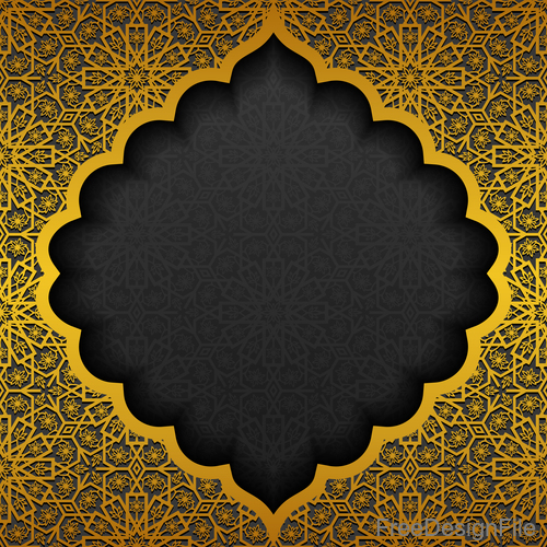 Islam golden decor background vectors set 09