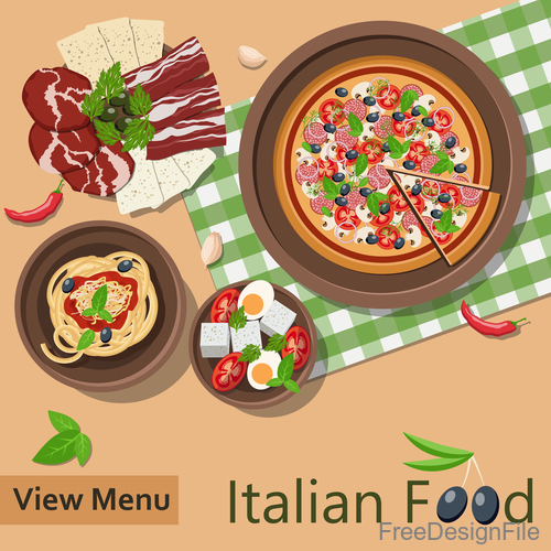 Italian food menu template vector