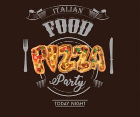 Italian pizza party poster template vector