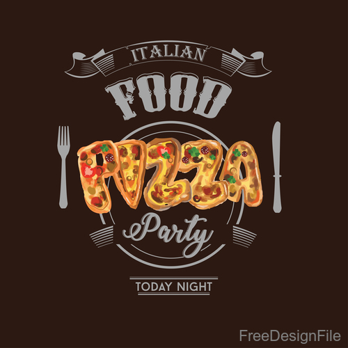 Italian pizza party poster template vector