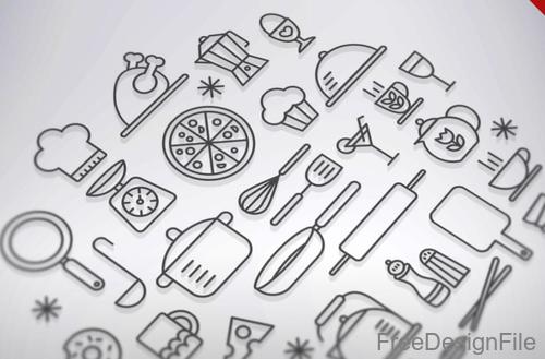 Kitchen and Cooking Lines PSD Icon