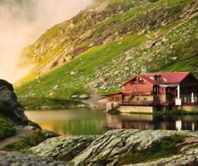 Lake nature landscape mountain forest Stock Photo 03