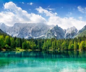 Lake nature landscape mountain forest Stock Photo 06