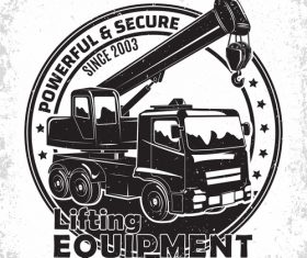 Lifting equipment emblem vintage vector 01