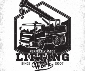 Lifting equipment emblem vintage vector 02