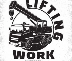 Lifting equipment emblem vintage vector 04