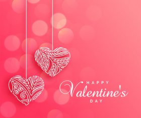 Lines hearts with pink valentines day background vector