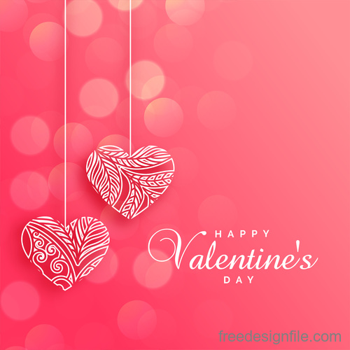 Lines hearts with pink valentines day background vector