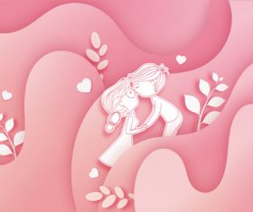 Lovers with pink cartoon background vector