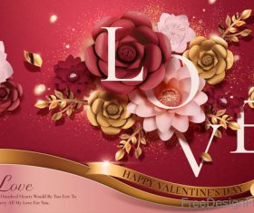 Luxury Valentines day flower card vectors