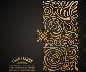 Luxury golden floral decor with balck background vector 05