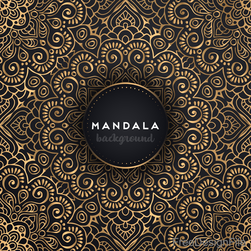 Mandala golden decor background vectors