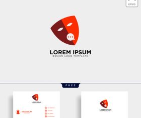 Mask logo and business card template vector 01