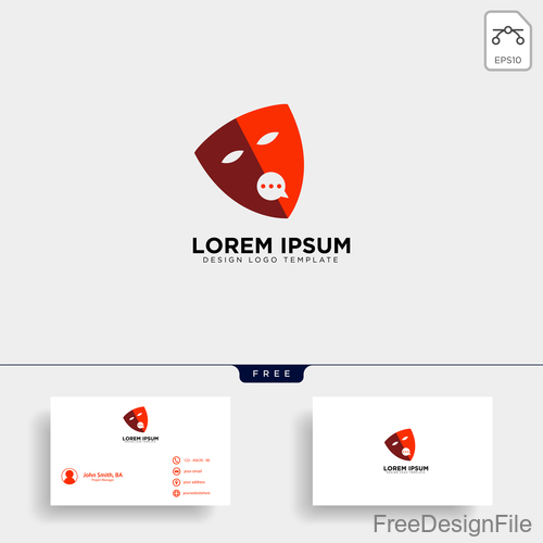 Mask logo and business card template vector 01