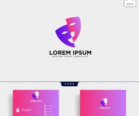 Mask logo and business card template vector 02