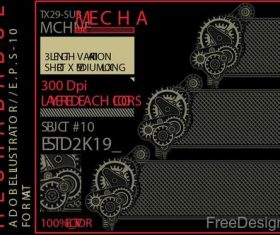 Mechabadge gear frame vector design 01