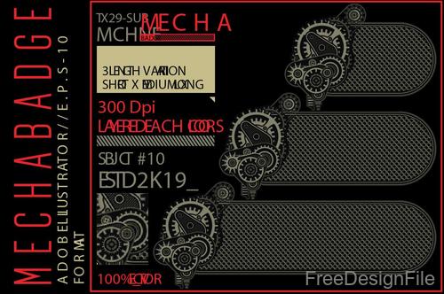Mechabadge gear frame vector design 01