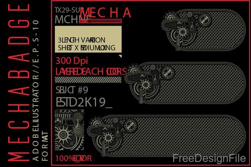 Mechabadge gear frame vector design 02