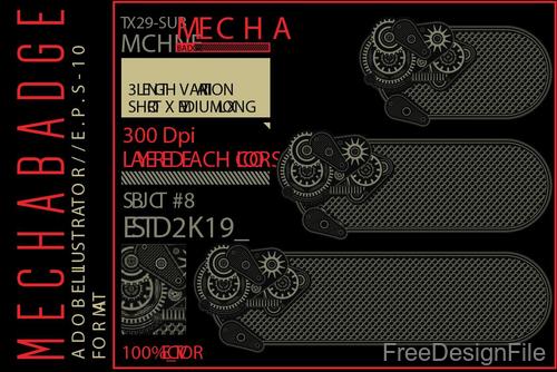 Mechabadge gear frame vector design 03