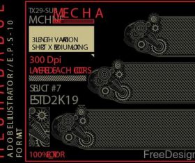 Mechabadge gear frame vector design 04