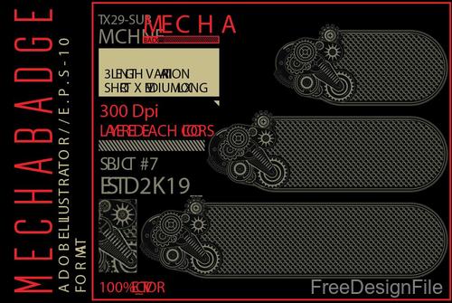Mechabadge gear frame vector design 04