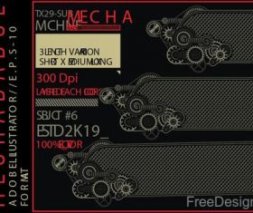 Mechabadge gear frame vector design 05