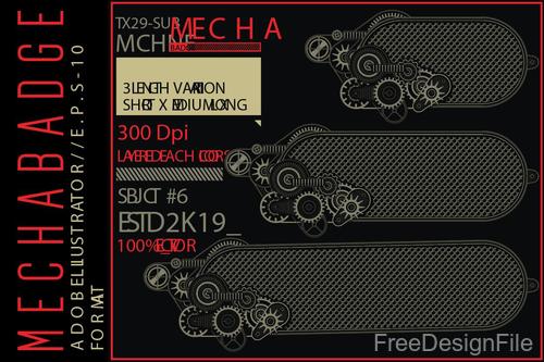 Mechabadge gear frame vector design 05
