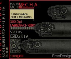 Mechabadge gear frame vector design 06