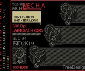 Mechabadge gear frame vector design 07