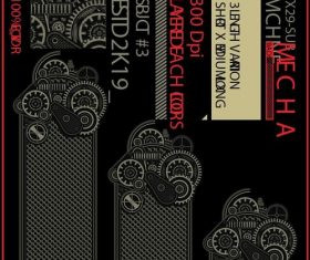 Mechabadge gear frame vector design 08