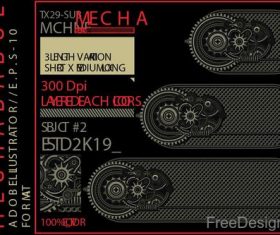 Mechabadge gear frame vector design 09